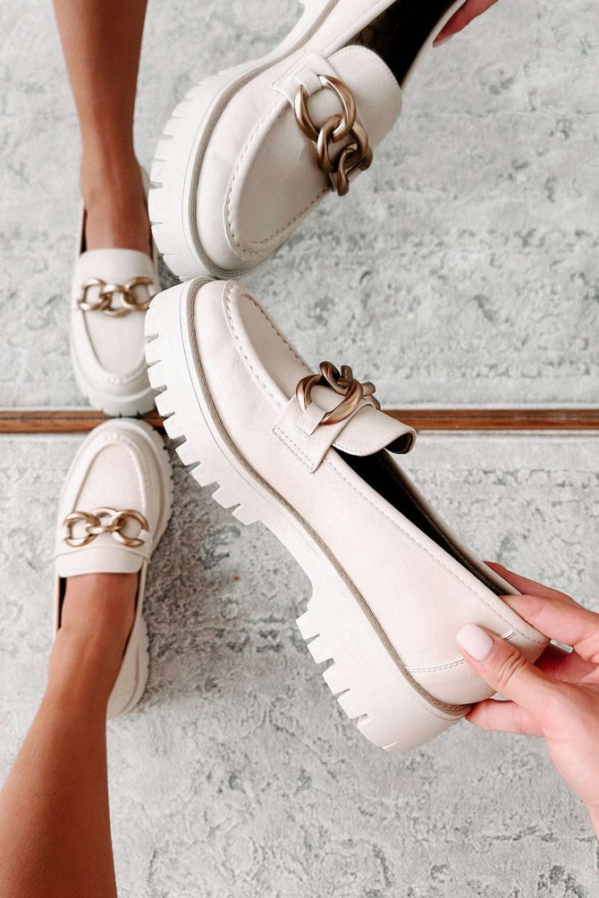 Sutton Chunky Lug Sole Loafers (Beige) ?? NanaMacs - Image 3