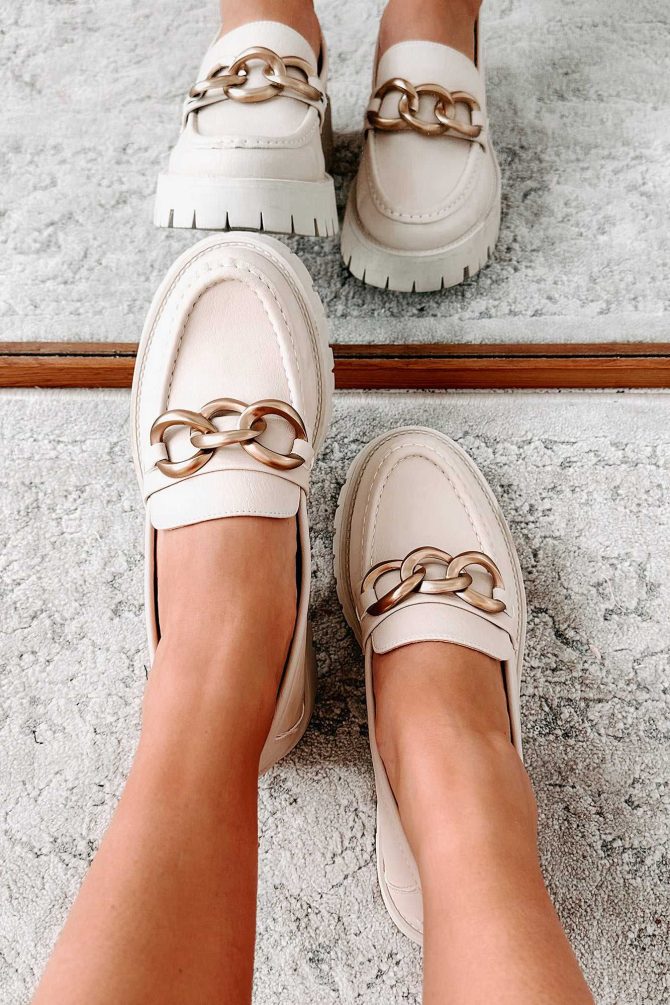 Sutton Chunky Lug Sole Loafers (Beige) ?? NanaMacs - Image 4