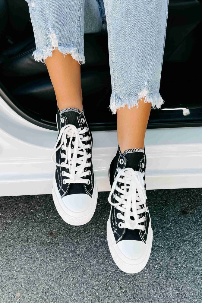 See For Yourself High-Top Canvas Sneakers (Black) ?? NanaMacs - Image 2