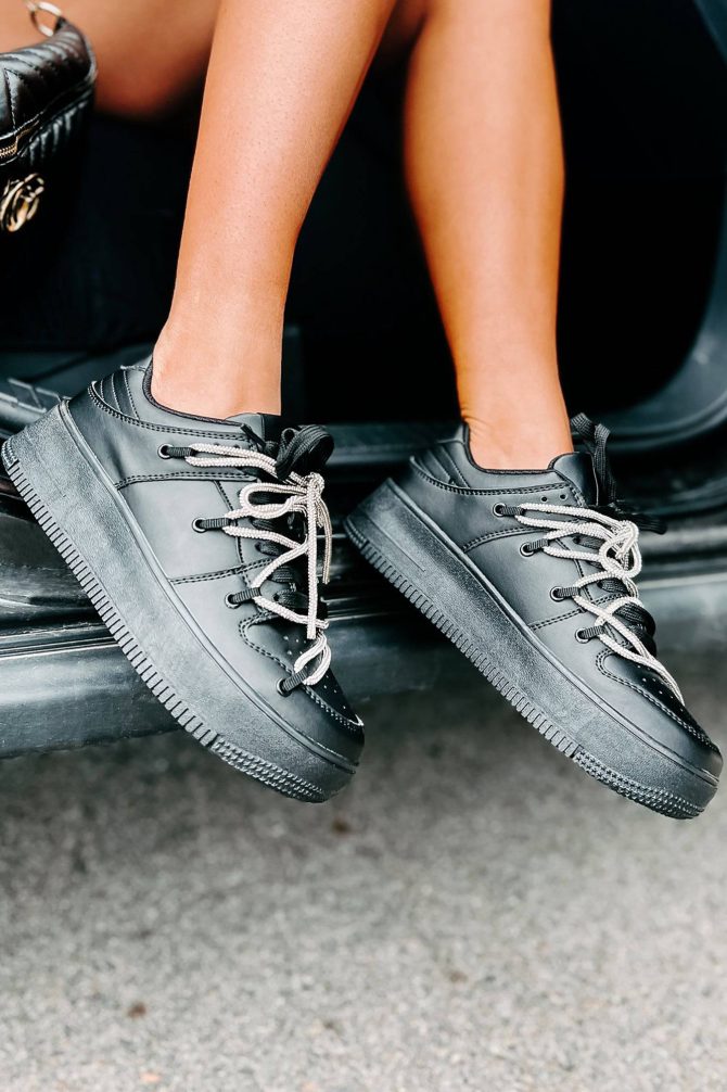 Dominating The Game Rhinestone Lace Platform Sneakers (Black) ?? NanaMacs - Image 3