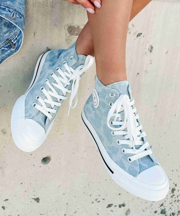 See For Yourself High-Top Canvas Sneakers (Denim Leopard) ?? NanaMacs