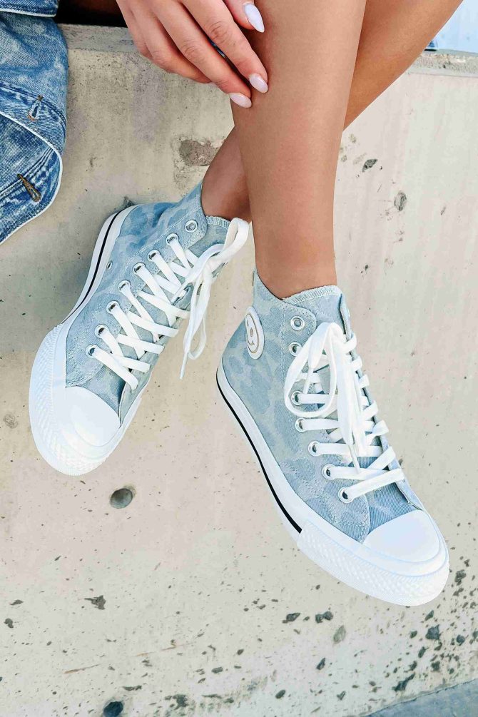 See For Yourself High-Top Canvas Sneakers (Denim Leopard) ?? NanaMacs
