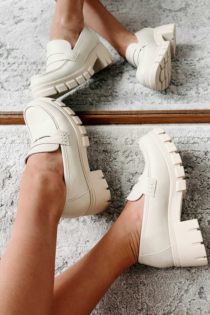 Be My Keeper Chunky Lug Sole Loafer (Ivory) ?? NanaMacs