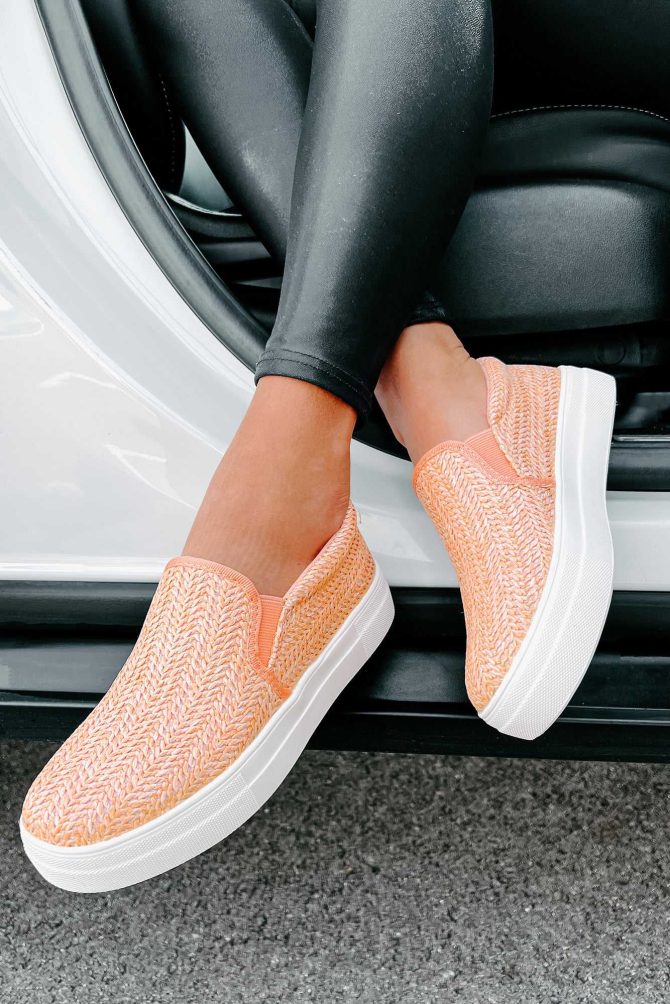 Starting My Journey Rafia Woven Slip-On Sneakers (Peach) ?? NanaMacs - Image 4