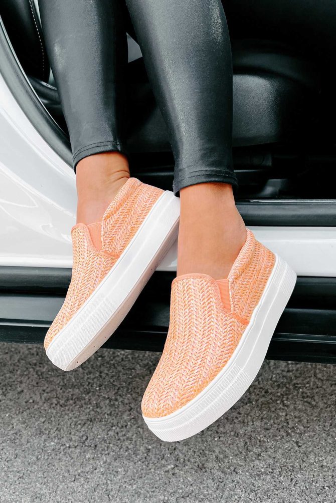 Starting My Journey Rafia Woven Slip-On Sneakers (Peach) ?? NanaMacs - Image 2
