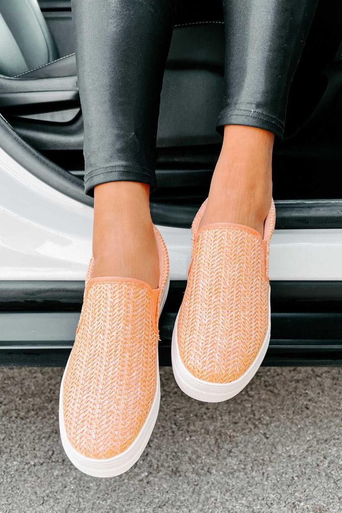 Starting My Journey Rafia Woven Slip-On Sneakers (Peach) ?? NanaMacs - Image 3