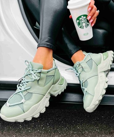 Kelia Chunky Double-Lace Sneakers (Green) ?? NanaMacs