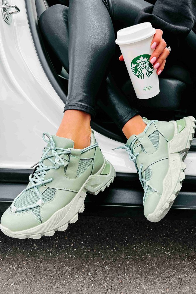 Kelia Chunky Double-Lace Sneakers (Green) ?? NanaMacs