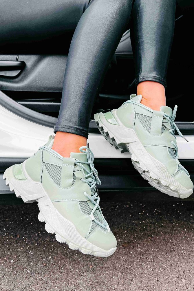 Kelia Chunky Double-Lace Sneakers (Green) ?? NanaMacs - Image 3