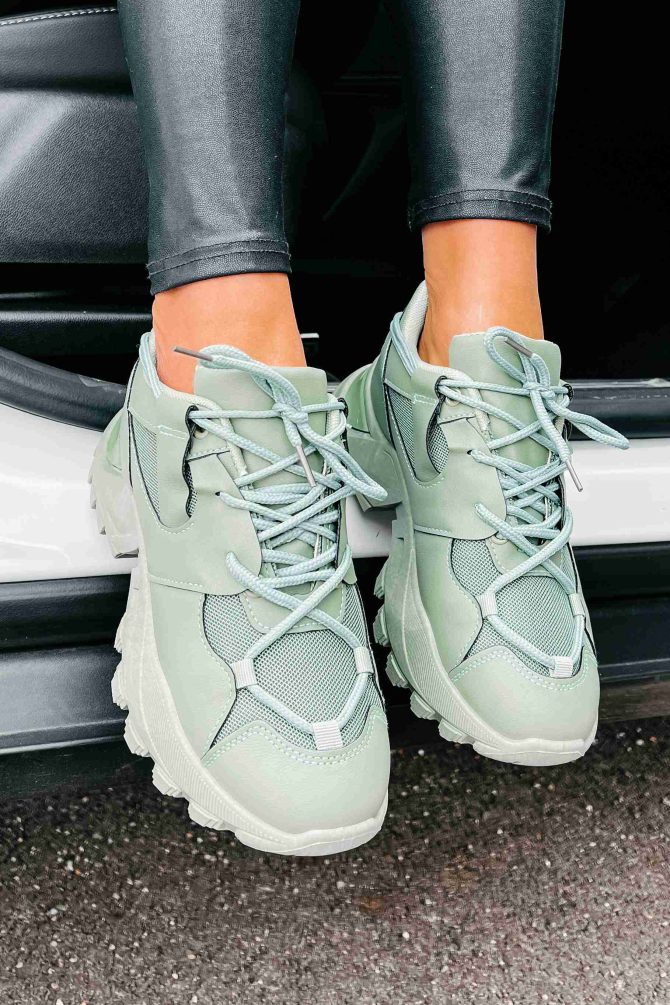Kelia Chunky Double-Lace Sneakers (Green) ?? NanaMacs - Image 2