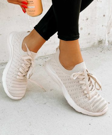 I'd Rather Walk Knit Sneaker (Taupe) ?? NanaMacs