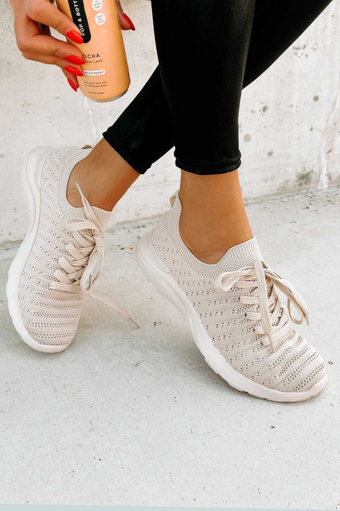 I'd Rather Walk Knit Sneaker (Taupe) ?? NanaMacs