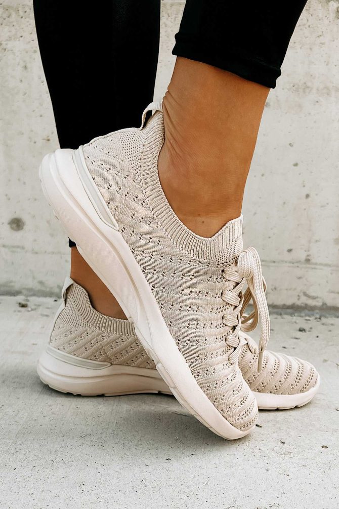 I'd Rather Walk Knit Sneaker (Taupe) ?? NanaMacs - Image 2